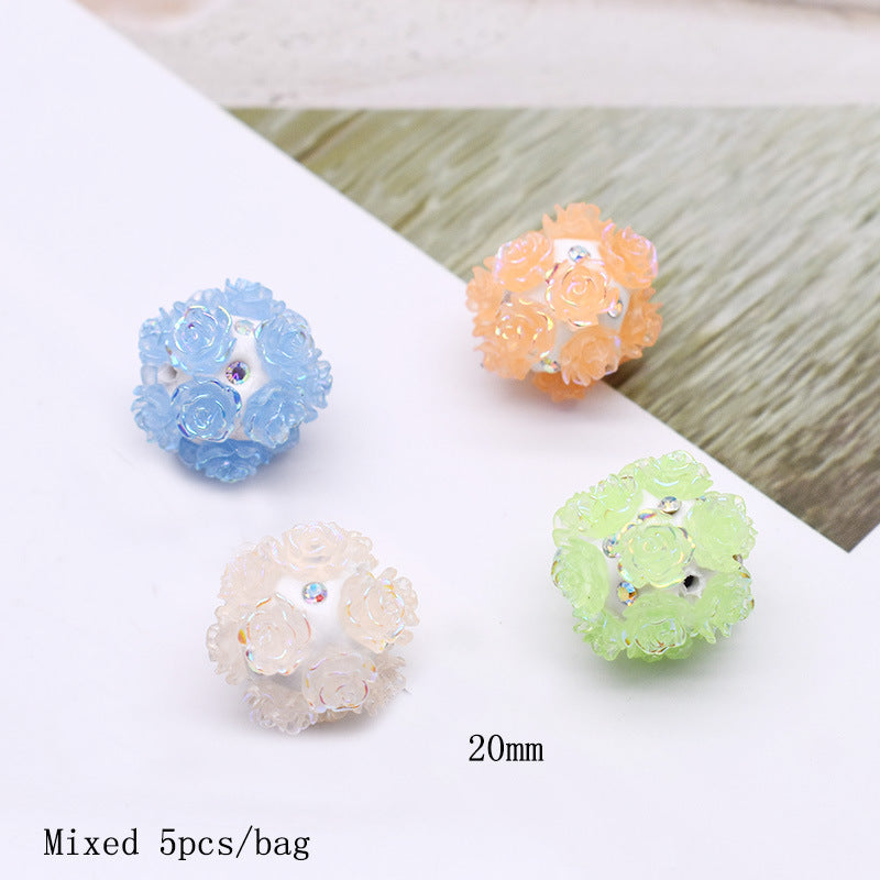 Wholesale 5pcs Clay Heavy Industry Fishtail Zircon Bear Strawberry Beads